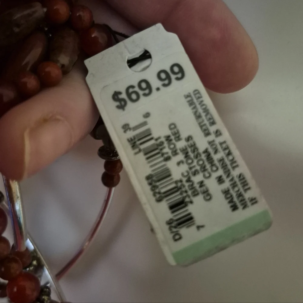 Vintage Believe In.. By Cellini Jasper Beaded Stretch Bracelet With Crosses New - Picture 4 of 4